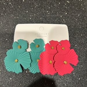 Teal & pink floral pair